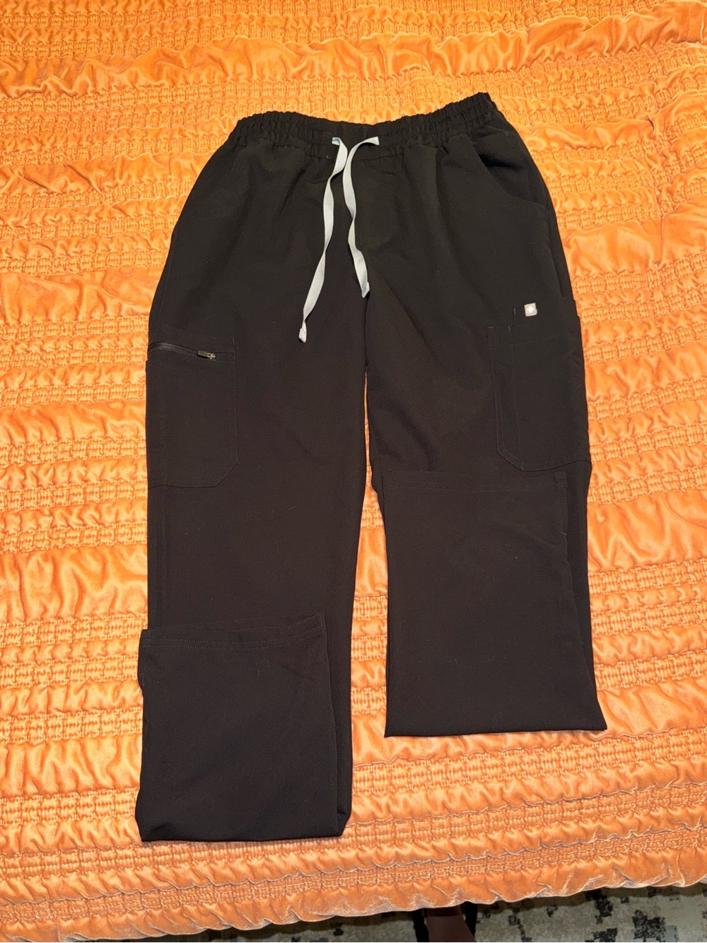 FIGS Tall Livingston Ruched Straight Leg Scrub Pants Black M
